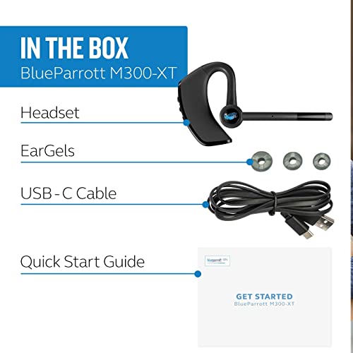 BlueParrott M300-XT Noise Cancelling Hands-free Mono Bluetooth Headset for Mobile Phones with up to 14 Hours of Talk Time for On-The-Go Mobile Professionals & Drivers | The Storepaperoomates Retail Market - Fast Affordable Shopping