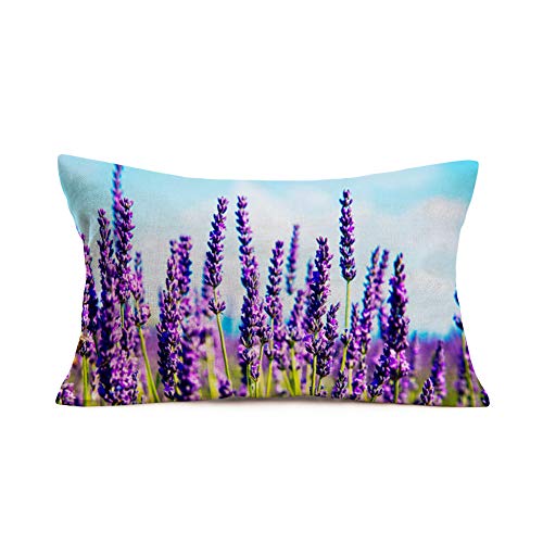 Smilyard Outdoor Lumbar Throw Pillow Cover 12×20 Inch Lavender Garden Patio Pillow Cases Purple Flowers Floral Pillows Cushion Cover Lavender Cotton Linen Decor Home Sofa Couch Bed Office(Lavender) | The Storepaperoomates Retail Market - Fast Affordable Shopping