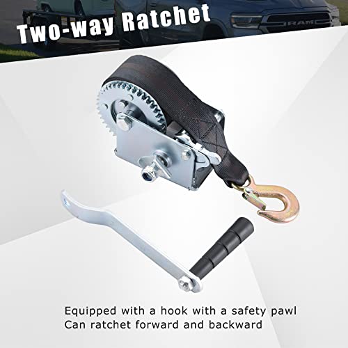 ATPEAM Boat Trailer Winch, Heavy Duty Hand Winch with 5m Black Strap Gear Hand Winch with Crank Handle, Manual Winch for Towing (1200LBS) | The Storepaperoomates Retail Market - Fast Affordable Shopping