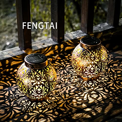 FENGTAI Waterproof Solar Lantern Outdoor, 2 Pack Hanging Lights Decorative Retro Metal Solar Lights for Table Patio Yard Pathway Walkway Garden | The Storepaperoomates Retail Market - Fast Affordable Shopping