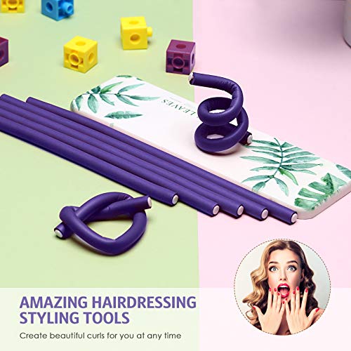 36 Pieces Flexible Foam Curling Rods Twist Foam Hair Roller Bendy Rollers Soft No Heat Hair Rollers and Hair Edge Brush Rat Tail Comb for Women Girls Short, Medium, Long Hair (Purple,0.32 x 9.4 Inch) | The Storepaperoomates Retail Market - Fast Affordable Shopping