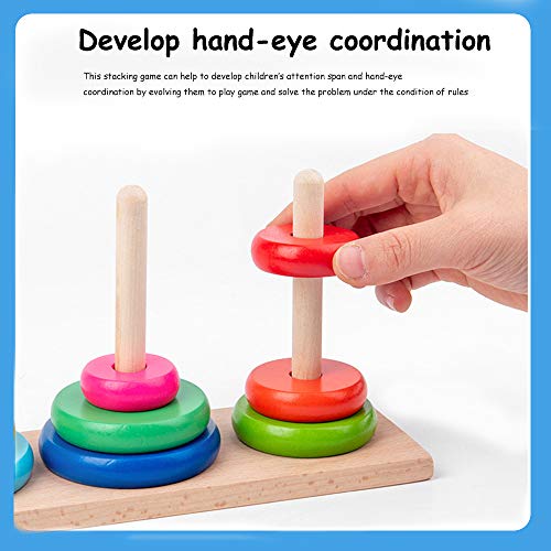 GYBBER&MUMU Wooden Towers of Hanoi (8 Rings) Rainbow Blocks Toy with Storage Box for Kids 3 Years and Up | The Storepaperoomates Retail Market - Fast Affordable Shopping