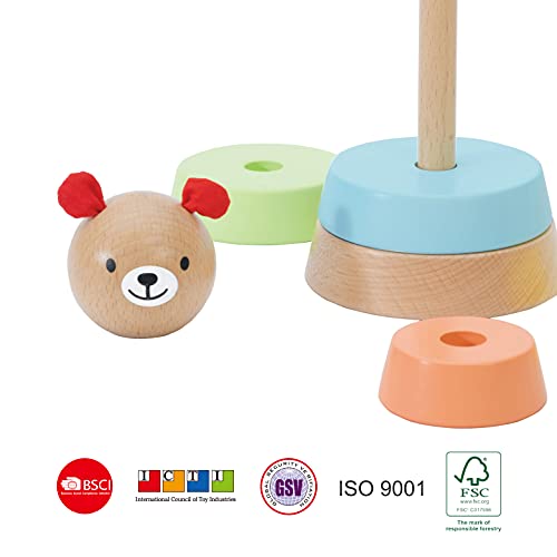 Classic World Wooden Stacking Rings Baby Toy, Montessori Stacking Rings Stacker Rainbow, Bear Tower Wooden Toys for Babies | The Storepaperoomates Retail Market - Fast Affordable Shopping