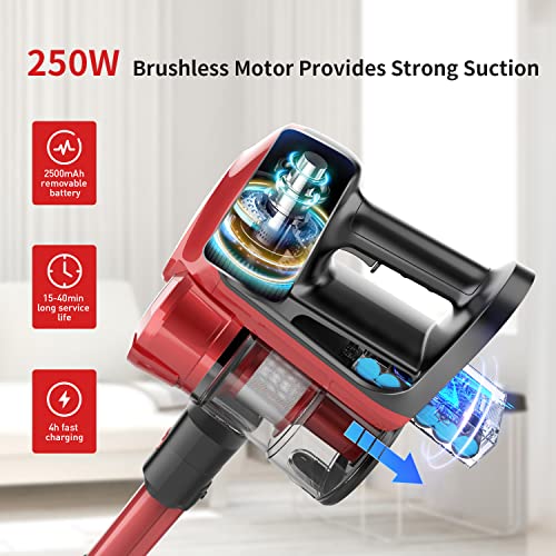 VICSOO Cordless Vacuum Cleaner, Stick Vacuum 25Kpa Powerful Suction Stick Vacuum Cleaner 40min with 250W Motor for Hard Floor Carpet | The Storepaperoomates Retail Market - Fast Affordable Shopping