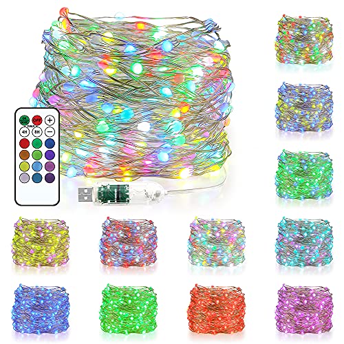 Aclorol LED Christmas Fairy Lights 100Leds 32.8FT Rainbow 12 Colors Changing 12 Modes Remote Timer USB Powered Twinkle String Light for Christmas Tree Party Wedding Garden Indoor Outdoor Decoration | The Storepaperoomates Retail Market - Fast Affordable Shopping