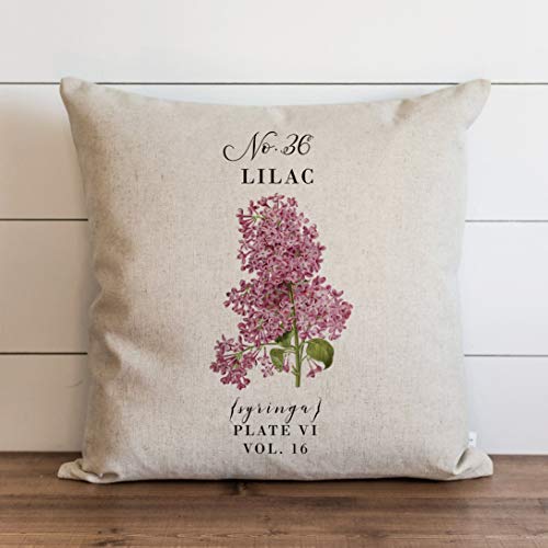 JeanLowell Lilac Pillow Cover 18 x 18/20 x 20 Botanical Pillow Cover Floral Herbs Spring Home Decor Summer Throw Pillow Garden