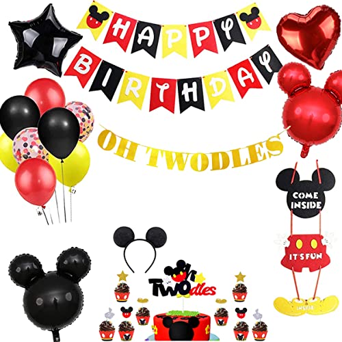 Oh Twodles Party Decorations, Mouse Themed 2nd Birthday Party Packs for Kids Balloons Banner | The Storepaperoomates Retail Market - Fast Affordable Shopping