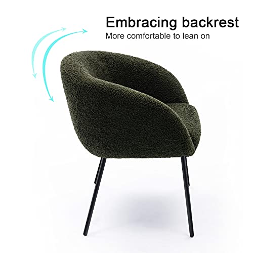 ONEVOG Boucle Dining Chair, Comfy Vanity Chair Upholstered Green Sherpa Accent Chairs Set of 2 for Dining Kitchen Room, Living Room Home Office, Bedroom, Reading Room | The Storepaperoomates Retail Market - Fast Affordable Shopping