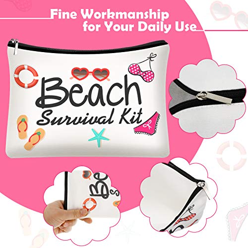 Weewooday 6 Pieces Beach Survival Kit Cosmetic Bag for Women Funny Beach Makeup Bag Gifts Beach Accessories Travel Organizer Bag Summer Cotton Case Pouch for Gifts | The Storepaperoomates Retail Market - Fast Affordable Shopping