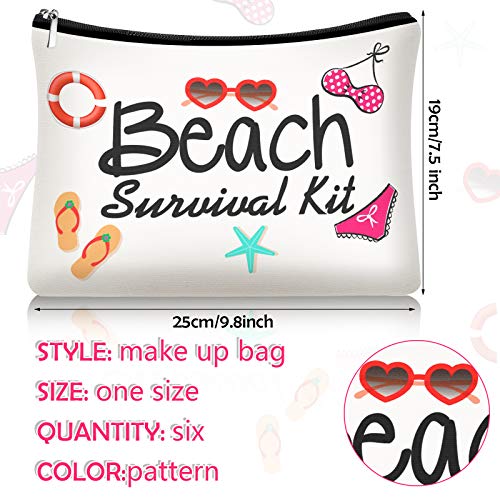 Weewooday 6 Pieces Beach Survival Kit Cosmetic Bag for Women Funny Beach Makeup Bag Gifts Beach Accessories Travel Organizer Bag Summer Cotton Case Pouch for Gifts | The Storepaperoomates Retail Market - Fast Affordable Shopping