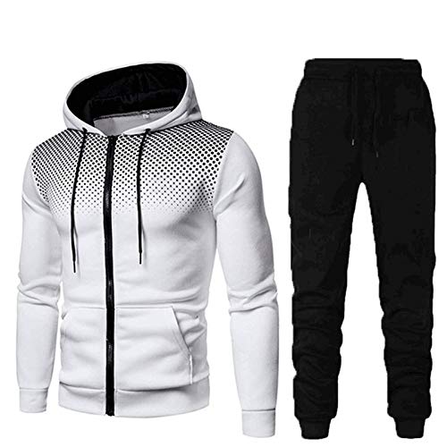 Men’s Jogging Tracksuit Sportswear Casual joggers set Zipper Hoodie Sweatshirt+ Running Sweatpants by-Leegor (3X-Large, I-White) | The Storepaperoomates Retail Market - Fast Affordable Shopping