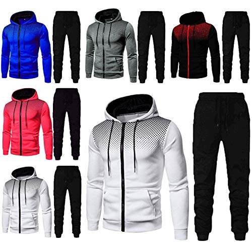 Men’s Jogging Tracksuit Sportswear Casual joggers set Zipper Hoodie Sweatshirt+ Running Sweatpants by-Leegor (3X-Large, I-White) | The Storepaperoomates Retail Market - Fast Affordable Shopping