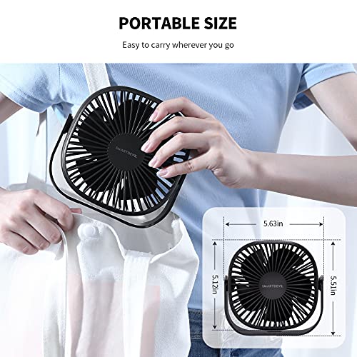 SmartDevil Small USB Desk Fan, 3 Speeds Portable Personal Desktop Table Fan with Pasteable Hook, Dual 360° Adjustment Mini Fan, Quiet Operation, for Home Office Car Outdoor Travel (Black) | The Storepaperoomates Retail Market - Fast Affordable Shopping