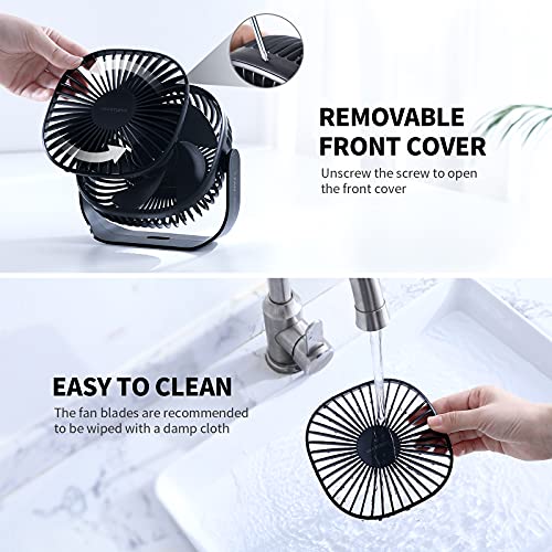 SmartDevil Small USB Desk Fan, 3 Speeds Portable Personal Desktop Table Fan with Pasteable Hook, Dual 360° Adjustment Mini Fan, Quiet Operation, for Home Office Car Outdoor Travel (Black) | The Storepaperoomates Retail Market - Fast Affordable Shopping