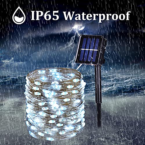 Solar String Lights Outdoor Halloween Decorations Waterproof 100-LED Copper Wire Fairy Lights 8 Modes, Twinkling Lights String for Bedroom Patio Garden Tree Party & Holiday Decor (2-Pack, White) | The Storepaperoomates Retail Market - Fast Affordable Shopping