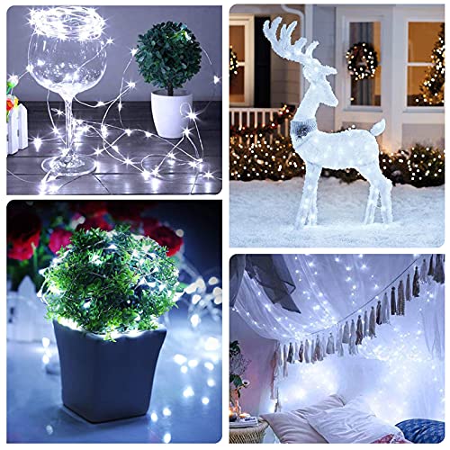 Solar String Lights Outdoor Halloween Decorations Waterproof 100-LED Copper Wire Fairy Lights 8 Modes, Twinkling Lights String for Bedroom Patio Garden Tree Party & Holiday Decor (2-Pack, White) | The Storepaperoomates Retail Market - Fast Affordable Shopping