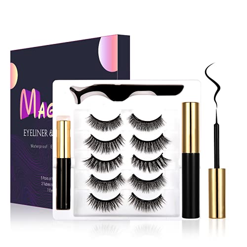 VTES Magnetic Eyelashes with Eyeliner Kit, 5 pairs 3D False Lashes Set, Reusable Lashes, Natural Looking Magnetic Lashes with Applicator- No Glue, 6 Piece Set | The Storepaperoomates Retail Market - Fast Affordable Shopping