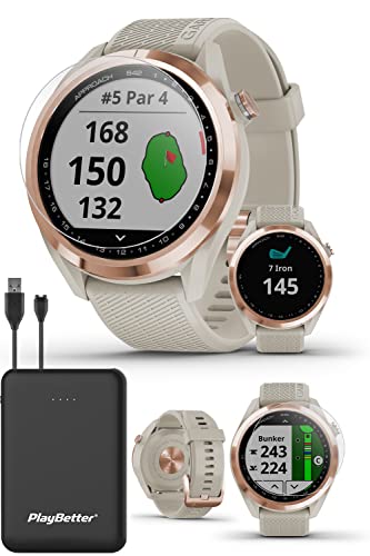 Garmin Approach S42 (Rose Gold/Light Sand) Womens Golf GPS Watch | Golfer’s Bundle with Portable Charger & HD Tempered Glass Screen Protectors | 42,000+ Courses, Green View True Shape & F/M/B Yardage | The Storepaperoomates Retail Market - Fast Affordable Shopping