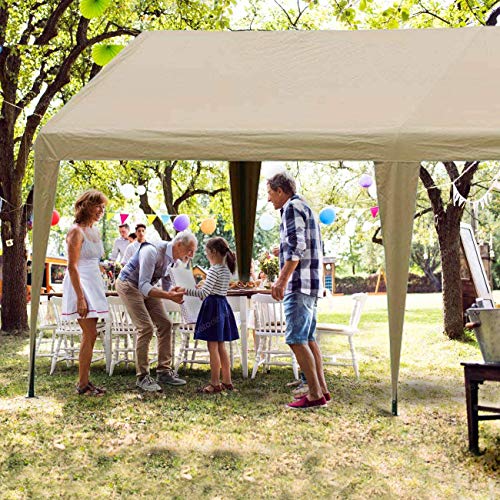 Abba Patio 10 x 20 ft Carport Canopy Fabric Pole Skirts Design Heavy Duty Car Tent Portable Garage Shelter for Party Wedding, Garden, Boat, Outdoor Storage Shed with 6 Steel Legs, Khaki | The Storepaperoomates Retail Market - Fast Affordable Shopping