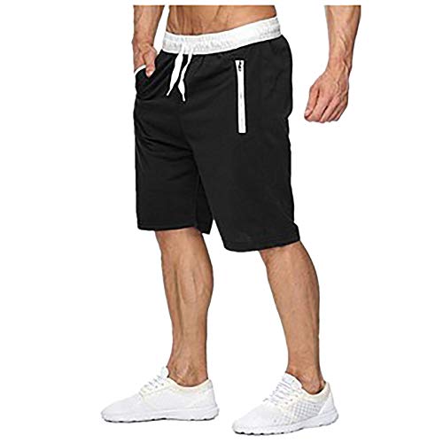 BODOAO Mens Elastic Waist Lounge Workout Short Pants Drawstring Sweat Joggers Summer Sports Workout Shorts with Zipper Pockets