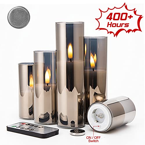 Eywamage 5 Pack Slim Grey Glass Flameless Pillar Candles Batteries Included, Flickering LED Candles with Remote D 2″ H 3″ 4″ 5″ 6″ 7″ | The Storepaperoomates Retail Market - Fast Affordable Shopping