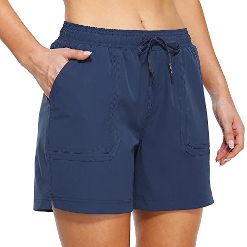 Willit Women’s 5″ Hiking Shorts Golf Athletic Outdoor Shorts Quick Dry Workout Summer Water Shorts with Pockets Navy Blue XS