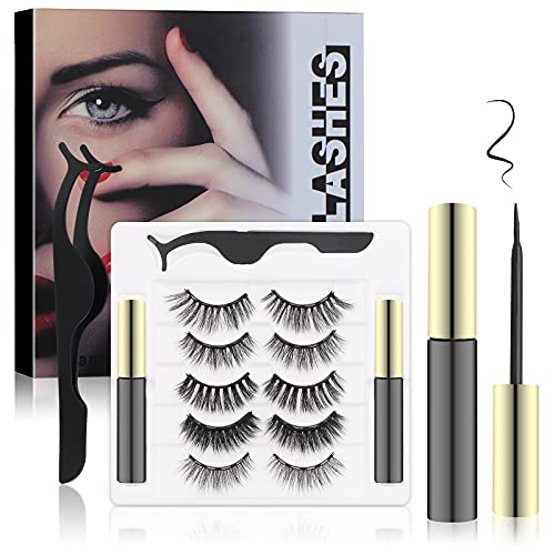 Magnetic lash 5 Pairs Natural Look Magnetic Eyelashes with Eyeliner,Magnetic Eyelashes And False Lashes Magnetic Eyeliner Kit with Tweezers,Best False Eyelashes with Waterproof texture | The Storepaperoomates Retail Market - Fast Affordable Shopping