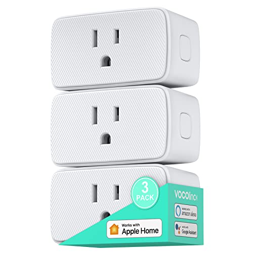 VOCOlinc Homekit Smart Plug Works with Alexa, Apple Home, Google Assistant, WiFi Smart Plug That Work with Alexa, Electrical Timer Outlet Support Siri, No Hub Required, 15A, 2.4GHz, 110～120V, 3 Pack