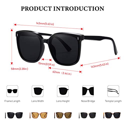 Dollger Retro Oversized Square Sunglasses for Women Trendy Classic Style Sun Glasses UV400 Protection Black | The Storepaperoomates Retail Market - Fast Affordable Shopping