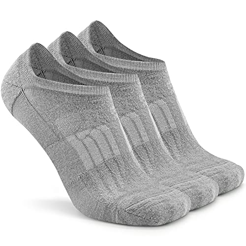 Busy Socks Womens Grey Wool Athletic Socks Pack, Organic Low Cut Cushioned Running Wool Socks Gift for Runner with Cute Wing Patterned, 3 Pairs, Medium, Grey
