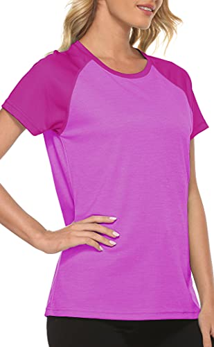 MoFiz Activewear Tee Shirts UPF 50+ Sun Protection for Women Workout Yoga Tops Exercise Gym Workout Running Top Purple Size XS | The Storepaperoomates Retail Market - Fast Affordable Shopping