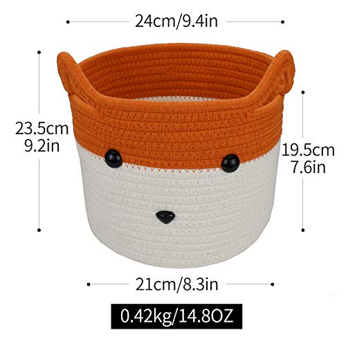 Yasion Small Woven Basket, Orange Fox Towel Decorative Storage Cotton Rope Toy Baskets Storage Kids Stuff Animal Organizer Cute Kids Laundry Baskets Gifts Baby Hamper Decorative For Home Décor | The Storepaperoomates Retail Market - Fast Affordable Shopping