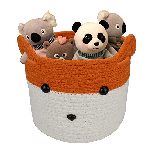 Yasion Small Woven Basket, Orange Fox Towel Decorative Storage Cotton Rope Toy Baskets Storage Kids Stuff Animal Organizer Cute Kids Laundry Baskets Gifts Baby Hamper Decorative For Home Décor | The Storepaperoomates Retail Market - Fast Affordable Shopping