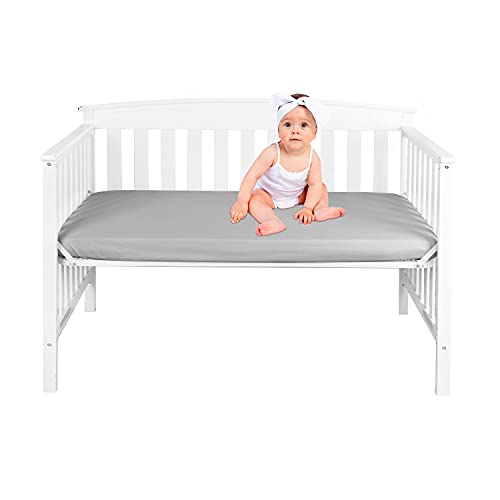 EXQ Home Fitted Baby Crib Sheets 2 Pack for Boys Girl, Standard Crib Mattress Sheet Soft Breathable Toddler Bed Sheets, Cozy Microfiber Toddler Cot Sheet (28x52x8in White & Grey) | The Storepaperoomates Retail Market - Fast Affordable Shopping