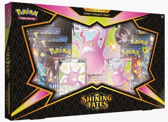 Trading Card Game Shining Fates Crobat VMAX Premium Collection [7 Booster Packs, 2 Promo Cards, Oversize Card & Coin]