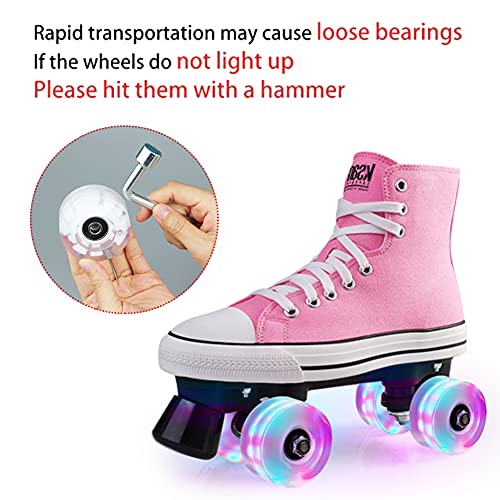GES 8 Pack Roller Skate Wheels with Bearings & Wrench & 2 Toe Stoppers, Luminous Quad Skateboard Wheels, Upgrade Light Up Roller Wheels for Double Row Skating and Skateboard, 32 X 58 mm | The Storepaperoomates Retail Market - Fast Affordable Shopping