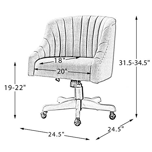 Upholstered Task Chair Computer Desk Chair Height Adjustable with Arms Wheels Swivel Wood Legs for Home Office-Linen | The Storepaperoomates Retail Market - Fast Affordable Shopping