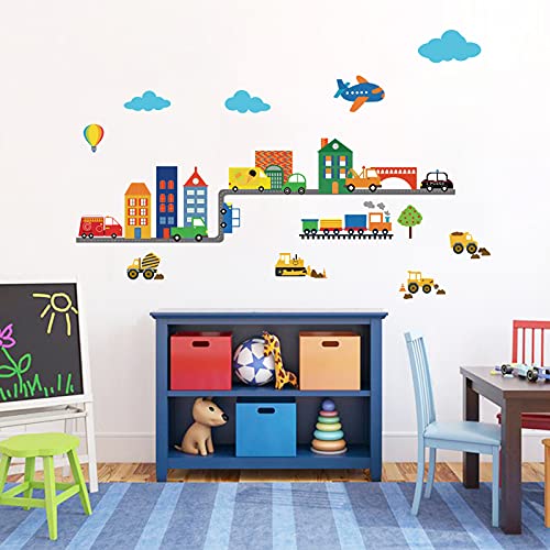 decalmile Construction Vehicles Wall Decals Cars Transportation Boys Wall Stickers Baby Nursery Childrens Bedroom Living Room Wall Decor | The Storepaperoomates Retail Market - Fast Affordable Shopping