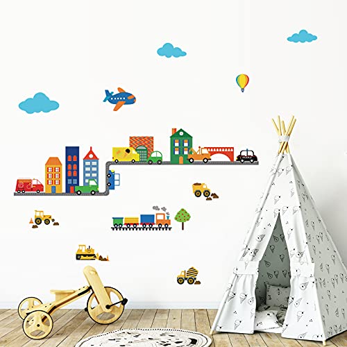 decalmile Construction Vehicles Wall Decals Cars Transportation Boys Wall Stickers Baby Nursery Childrens Bedroom Living Room Wall Decor | The Storepaperoomates Retail Market - Fast Affordable Shopping