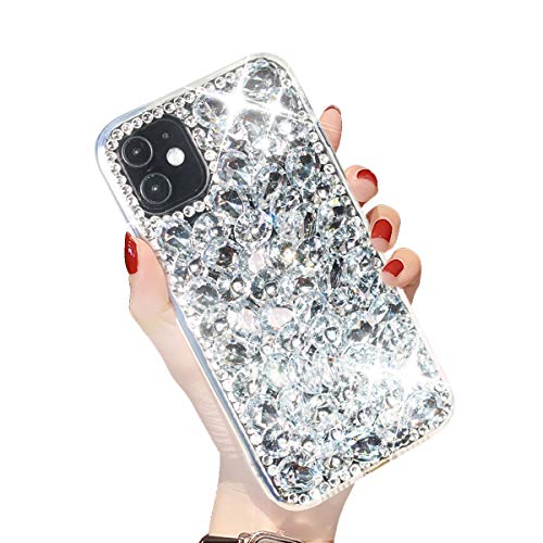 iPhone 11 Bling Glitter Case,Luxury Shiny Diamond Crystal Rhinestone Sparkly Jewelled Gemstone 3D Handmade Clear Cover Case for iPhone 11 6.1”