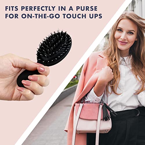 Mini Boar Bristle Brush by Everlong Hair, Boar & Nylon Bristles Adds Shine & Promote Hair Growth, Scalp Massage & Detangling, Safe for All Hair Types Extensions & Wigs, w/Matte Black Ergonomic Handle | The Storepaperoomates Retail Market - Fast Affordable Shopping