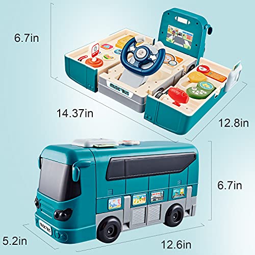 CUTE STONE Bus Car Toy, Kids Play Vehicle with Sound and Light, Simulation Steering Wheel, Musical School Bus Toy for Toddler, Educational Bus Driving Toy Gift for Toddlers Boys & Girls | The Storepaperoomates Retail Market - Fast Affordable Shopping