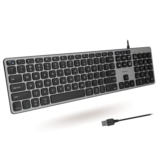 Macally Wired Keyboard for Mac and Windows – Apple Keyboard Compatible and Auto Detect for All OS – Slim USB Computer Keyboard for MacBook, iMac, PC with 107 Quiet Keys and 16 Shortcut Keys | The Storepaperoomates Retail Market - Fast Affordable Shopping