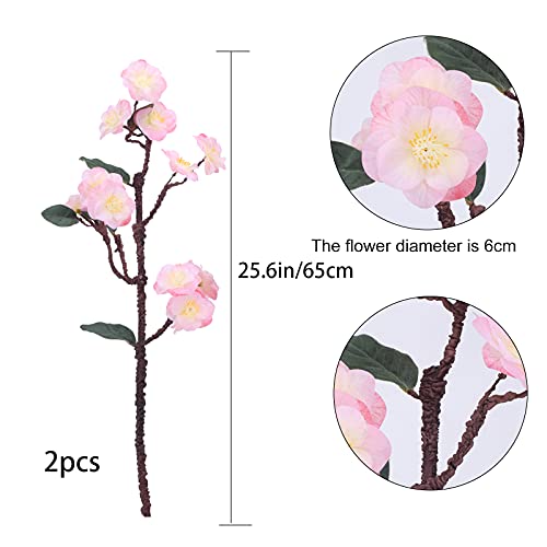 HUAESIN Artificial Cherry Blossom Branches Flowers 2 Pcs 25 Inch Peach Blossom Sakura Silk Flower for Wedding Party Garden Home Hotel Shop Arch Decoration(Light Pink) | The Storepaperoomates Retail Market - Fast Affordable Shopping