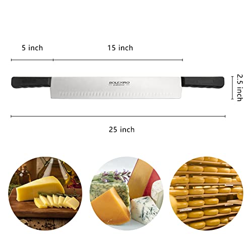 BOLEXINO 15 Inch Double Handle Cheese Knife for Charcuterie, High Carbon Stainless Steel Blade With 5″ Black Plastic Handles Use for Cheese, Cakes, Vegetables, Soaps | The Storepaperoomates Retail Market - Fast Affordable Shopping