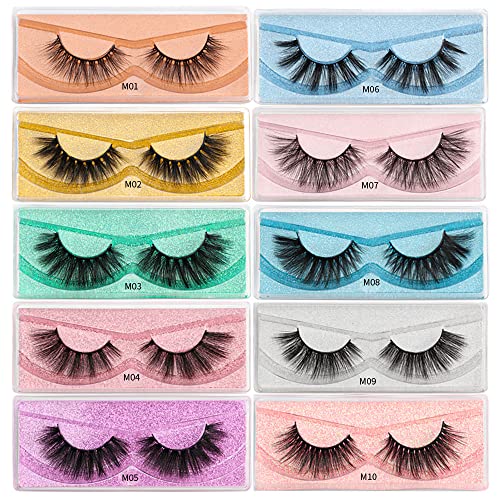 False lashes 10 Pairs 10 Styles Mixed 3D Faux Mink Lashes Pack 10/50 Pairs Wholesale Lashes Fluffy Volume Natural Look Wispy Reusable with 10 Portable Boxes Fake Eyelashes | The Storepaperoomates Retail Market - Fast Affordable Shopping