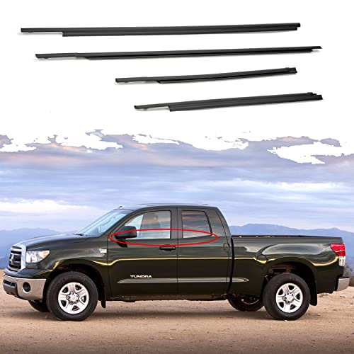WEILEITE Exterior Window Moulding Belt Glass Sweep Felt Trim Seal Weatherstrip Kit Compatible with Toyota Tundra Double Cab 2007-2020 Replaces 68160-0C020 68210-0C020 68163-0C010 68164-0C010(4PCS)