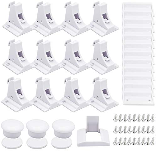 Baby Proofing Magnetic Cabinet Locks Children Safety Cupboard Drawers Closet Latches- Adhesive Easy Installation- 12 Locks + 3 Keys + 24 Screws | The Storepaperoomates Retail Market - Fast Affordable Shopping