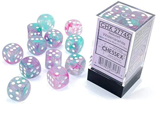 Chessex Nebula 16mm d6 Wisteria/White w/Luminary Dice Block (12 dice) | The Storepaperoomates Retail Market - Fast Affordable Shopping