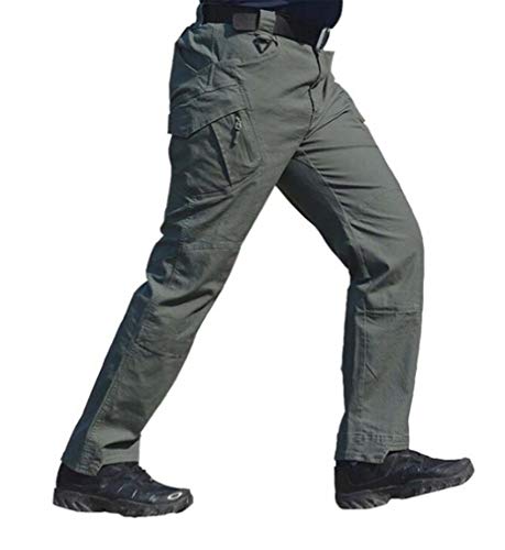 CHENRI Tactical Waterproof Pants Men Outdoor – Ripstop Pants, Lightweight EDC Hiking Work Pants (Green, 2XL)